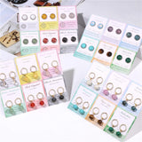 6 Pairs/Set Druzy Crystal Stone Stud Earrings