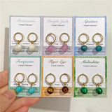 6 Pairs/Set Druzy Crystal Stone Stud Earrings