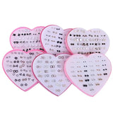 36 Pairs Plastic Peach Heart Rhinestone Ear Studs for Girls-ER230616