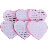 36 Pairs Plastic Peach Heart Rhinestone Ear Studs for Girls-ER230616