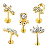 5PC Zircon Stainless Steel Flowers Moon Piercing Set
