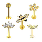 5PC Zircon Stainless Steel Flowers Moon Piercing Set