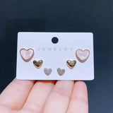 Romantic Heart Earrings Set Rose Gold/Silver Plated Women Studs
