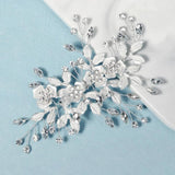 Pearl Crystal Flower Hair Clips For Bride