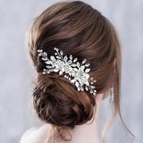 Pearl Crystal Flower Hair Clips For Bride