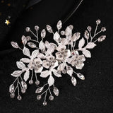 Pearl Crystal Flower Hair Clips For Bride
