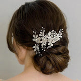 Pearl Crystal Flower Hair Clips For Bride