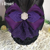 Stylish Floral Lace Bow Bun Net Snood Jewelry Hair Clip