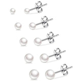 5 Pairs Stainless Steel Ball Stud Earrings Set Assorted Sizes 4mm-8mm