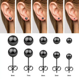 5 Pairs Stainless Steel Ball Stud Earrings Set Assorted Sizes 4mm-8mm