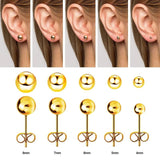 5 Pairs Stainless Steel Ball Stud Earrings Set Assorted Sizes 4mm-8mm