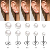 5 Pairs Stainless Steel Ball Stud Earrings Set Assorted Sizes 4mm-8mm