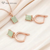 S&Z CZ Drop Earrings & Necklace Set For Women Wedding Gift