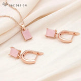 S&Z CZ Drop Earrings & Necklace Set For Women Wedding Gift