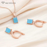 S&Z CZ Drop Earrings & Necklace Set For Women Wedding Gift