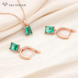 S&Z CZ Drop Earrings & Necklace Set For Women Wedding Gift