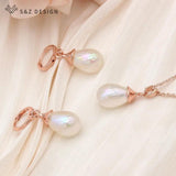 S&Z Colorful Water Drop Pearl Earrings & Necklace Set