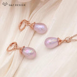 S&Z Colorful Water Drop Pearl Earrings & Necklace Set