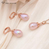 S&Z Colorful Water Drop Pearl Earrings & Necklace Set
