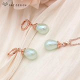S&Z Colorful Water Drop Pearl Earrings & Necklace Set
