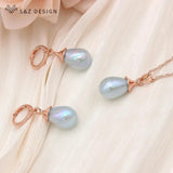 S&Z Colorful Water Drop Pearl Earrings & Necklace Set