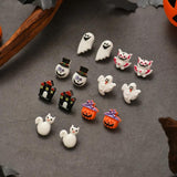 Ghost Pumpkin Halloween Stud Earrings Set Resin Charms Jewelry