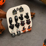Ghost Pumpkin Halloween Stud Earrings Set Resin Charms Jewelry