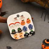 Ghost Pumpkin Halloween Stud Earrings Set Resin Charms Jewelry