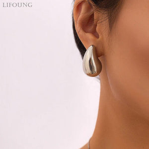 Metal Water Drop Earrings Necklace Beans Jewelry Set