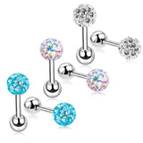 3Pairs 16G Stud Earring Set + 6pcs Replacement Balls For Sensitive Ears
