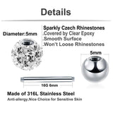 3Pairs 16G Stud Earring Set + 6pcs Replacement Balls For Sensitive Ears