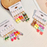Colorful Acrylic Flower Stud Earrings Set for Women