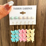 Colorful Acrylic Flower Stud Earrings Set for Women