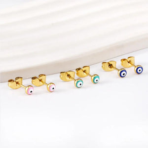 3 Pairs Round Eyes Stud Earrings Stainless Steel Jewelry