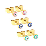 3 Pairs Round Eyes Stud Earrings Stainless Steel Jewelry