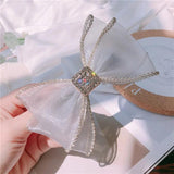 Chiffon Bow Hair Pins Crystal Rhinestone Hairpin Clip