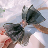 Chiffon Bow Hair Pins Crystal Rhinestone Hairpin Clip