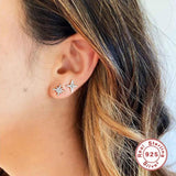 925 Silver Mini Moon Stud Earrings for Women Piercing Jewelry