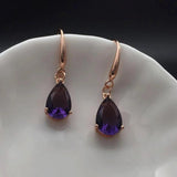 Amethyst Gemstone Drop Earrings Silver 925 Water Drop Shape Wedding Party Jewelr