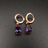 Amethyst Gemstone Drop Earrings Silver 925 Water Drop Shape Wedding Party Jewelr