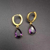 Amethyst Gemstone Drop Earrings Silver 925 Water Drop Shape Wedding Party Jewelr
