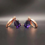 Amethyst Gemstone Drop Earrings Silver 925 Water Drop Shape Wedding Party Jewelr