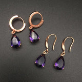 Amethyst Gemstone Drop Earrings Silver 925 Water Drop Shape Wedding Party Jewelr
