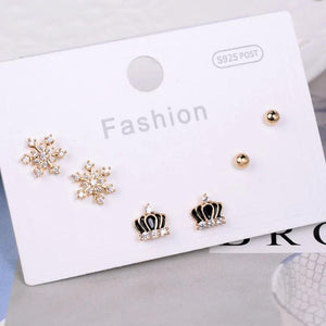3 Pairs Vintage Pearl Cherry Stud Earrings Set