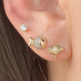 3 Pairs Vintage Pearl Cherry Stud Earrings Set