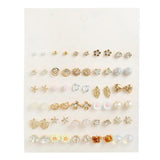 30 Pairs Ear Piercing Women's Stud Earrings Set Geometry Crystal Ear Studs
