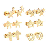 Animal Earring Set Zirconia Stainless Steel Elephant Cat Earrings