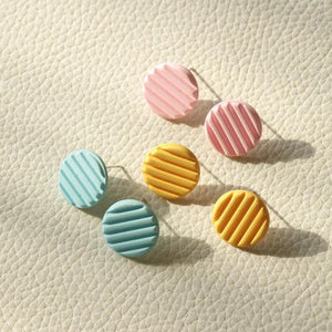 3 Pairs Macaron Colorful Heart Round Acrylic Stud Earrings for Women Girls