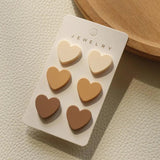 3 Pairs Macaron Colorful Heart Round Acrylic Stud Earrings for Women Girls