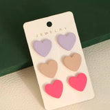 3 Pairs Macaron Colorful Heart Round Acrylic Stud Earrings for Women Girls